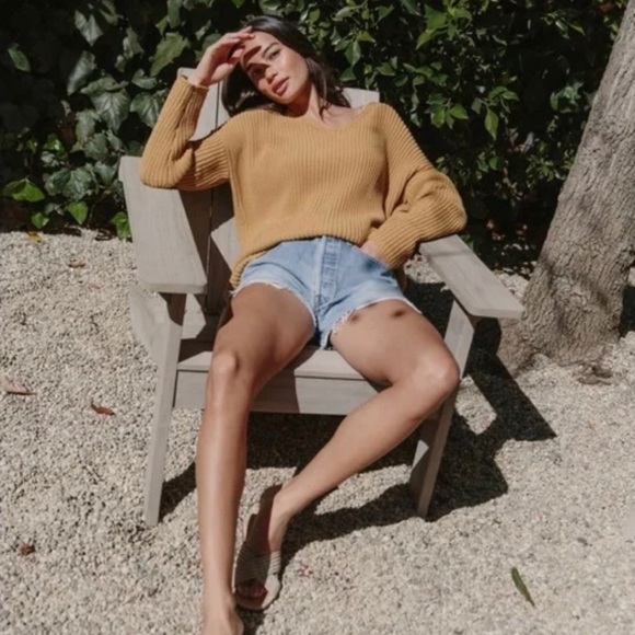 Jenni Kayne Fisherman Organic Cotton Cabin Blend Sweater Large Mustard $325 Love - Picture 11 of 11